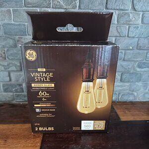 GE Vintage LED Amber Thin Filament 60 -Watt EQ Warm candlelight Dimmable 2 pack
